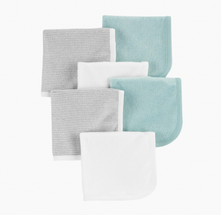 Carter's Washcloth, 6 Pack, Mint