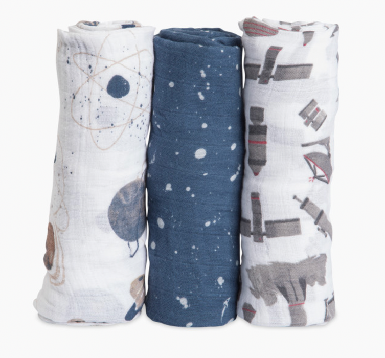 Little Unicorn Cotton Muslin Swaddles 3-Pack, Ground Control