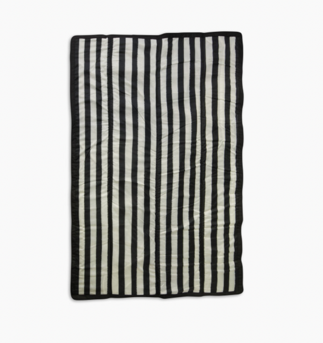 Little Unicorn 5 x 5 Outdoor Blanket, Black And White Stripe