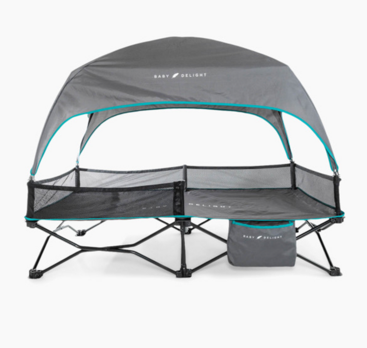 Baby Delight Go With Me Bungalow Deluxe Portable Travel Cot, Teal/Grey