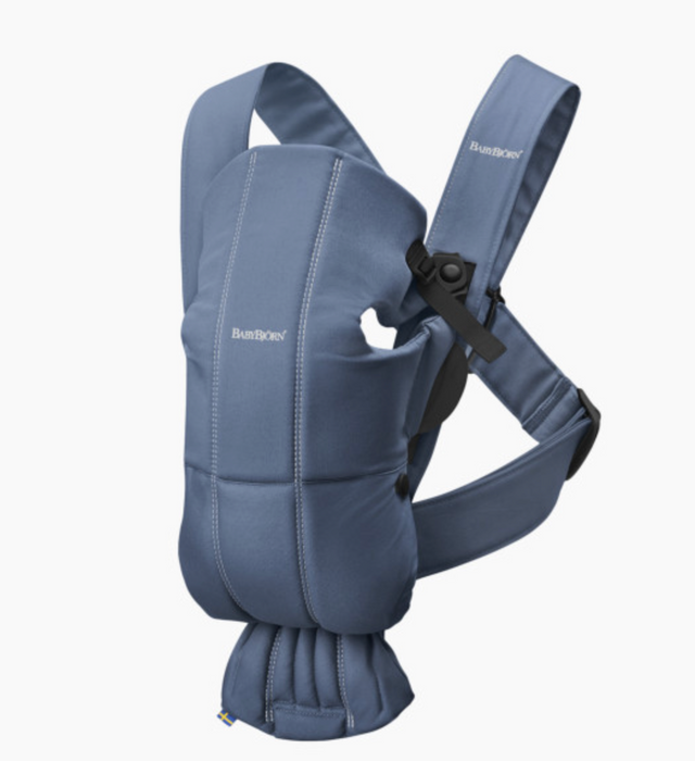 Shop BabyBjorn Baby Carrier Mini, Vintage Indigo Woven at GoodBuy Gear