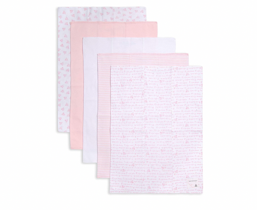 Burt's Bees Baby Burp Cloths, 5-Pack, Blossom Pink Prints