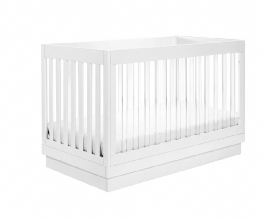 Babyletto Harlow 3-in-1 Convertible Crib, White/Acrylic Slats