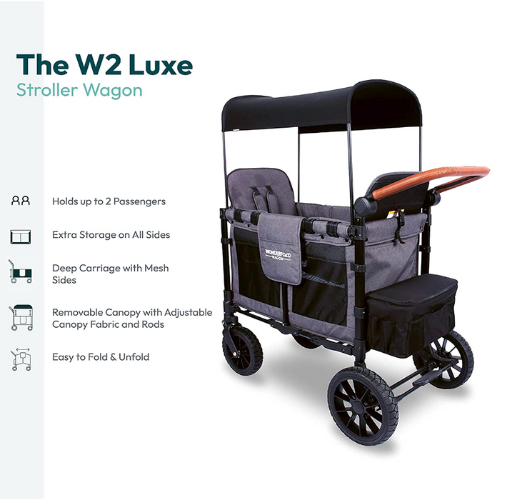 Wonderfold W2 Luxe Multifunctional Double Stroller Wagon, 2021, Charcoal Gray