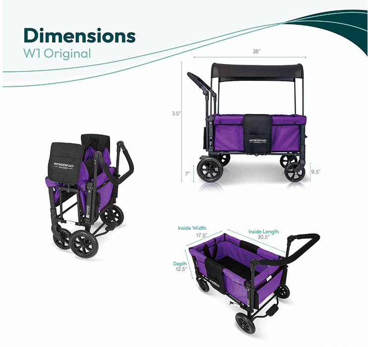 Wonderfold W1 Original Stroller Wagon, Teal Green, 2019