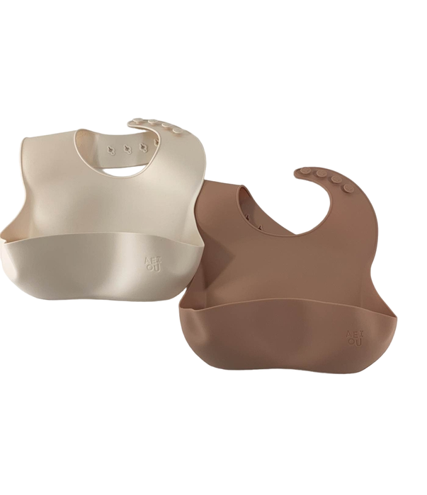 Shop AEIOU Bib 2-Pack, Clay/Oat Milk at GoodBuy Gear