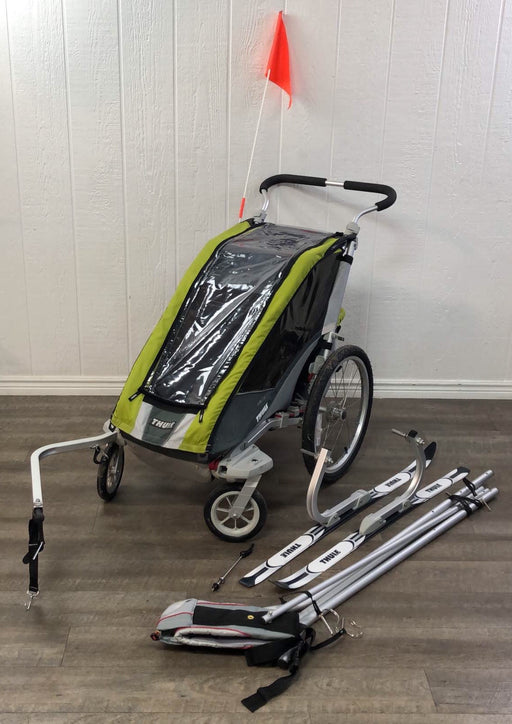 used Thule Chariot Cougar 1 Bike Trailer With Jogging Kit, And Cross Country Skiing Kit