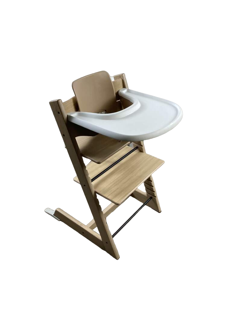 Stokke Tripp Trapp High Chair with Baby Set and Tray, Oak Natural, White