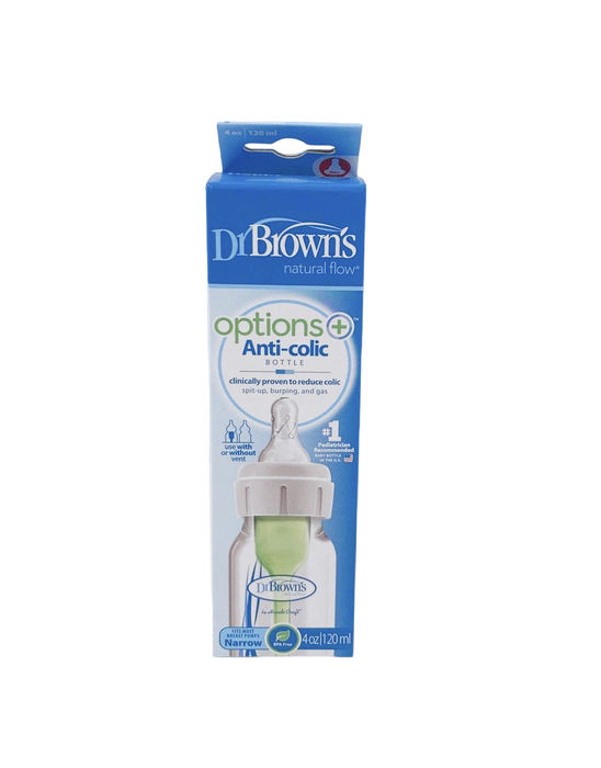 Dr. Brown's Options+ Anti-Colic Narrow Bottle, 4oz, Clear