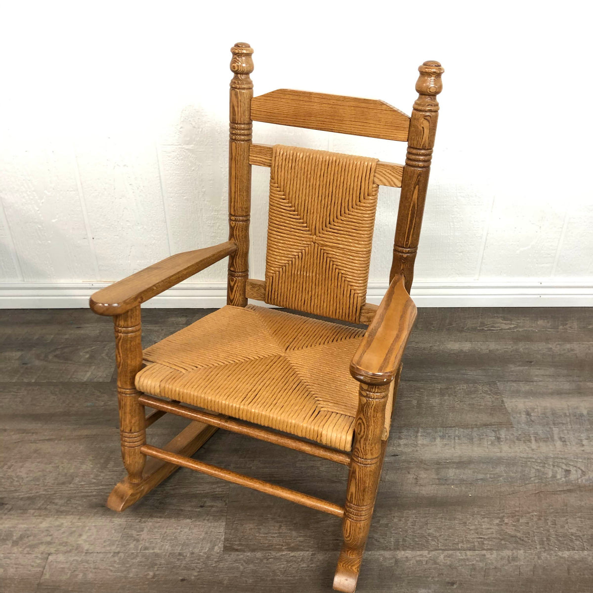 Cracker Barrel Hardwood Woven Child Rocking Chair