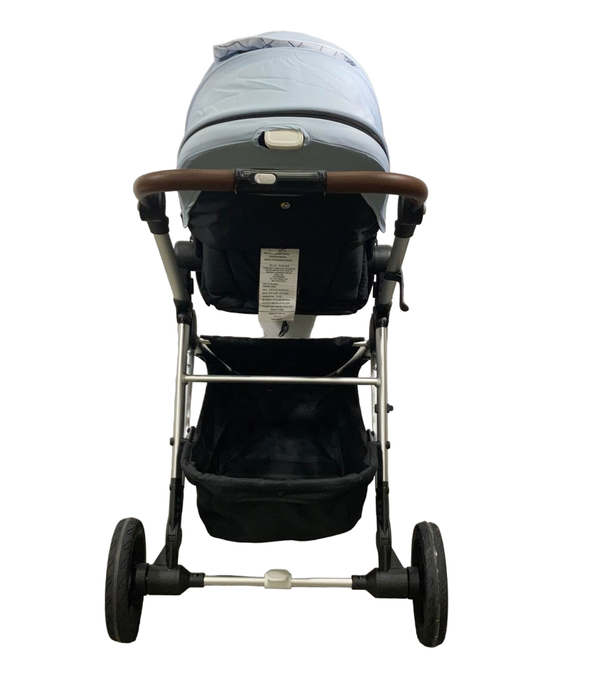 Mockingbird Single Stroller, 2023, Sky, Windowpane, Silver With Penny Leather