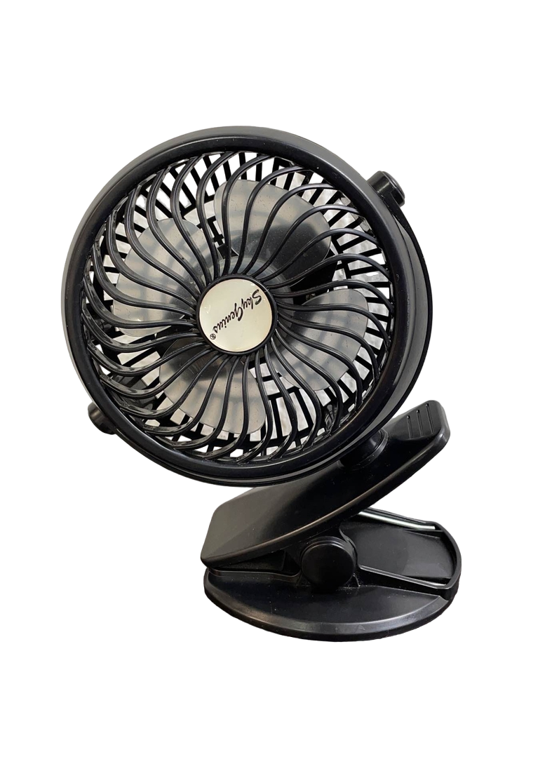 SkyGenius Battery Operated Clip on Mini Desk Fan, Black