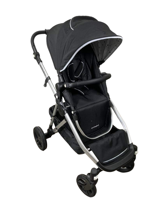 used Mockingbird Single to Double Stroller, 2022, Silver with Black Leather, Watercolor Drops, Black