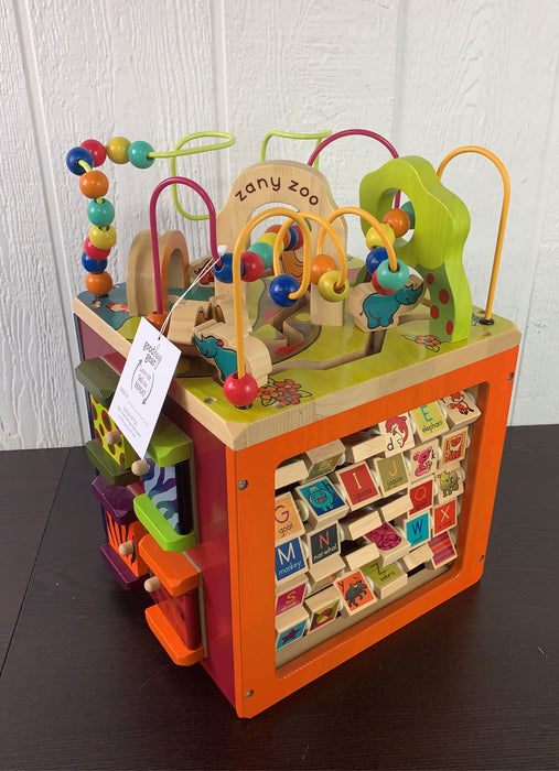 used B. toys Zany Zoo Wooden Activity Cube