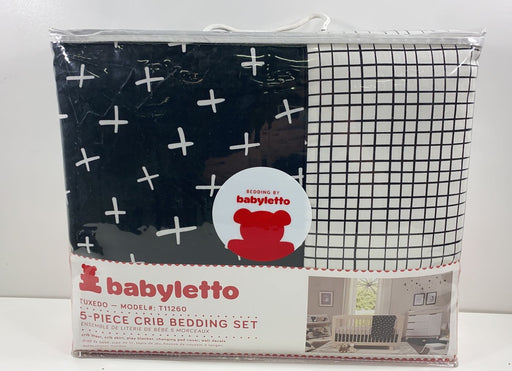 used Babyletto 5 Piece Crib Bedding Set, Tuxedo