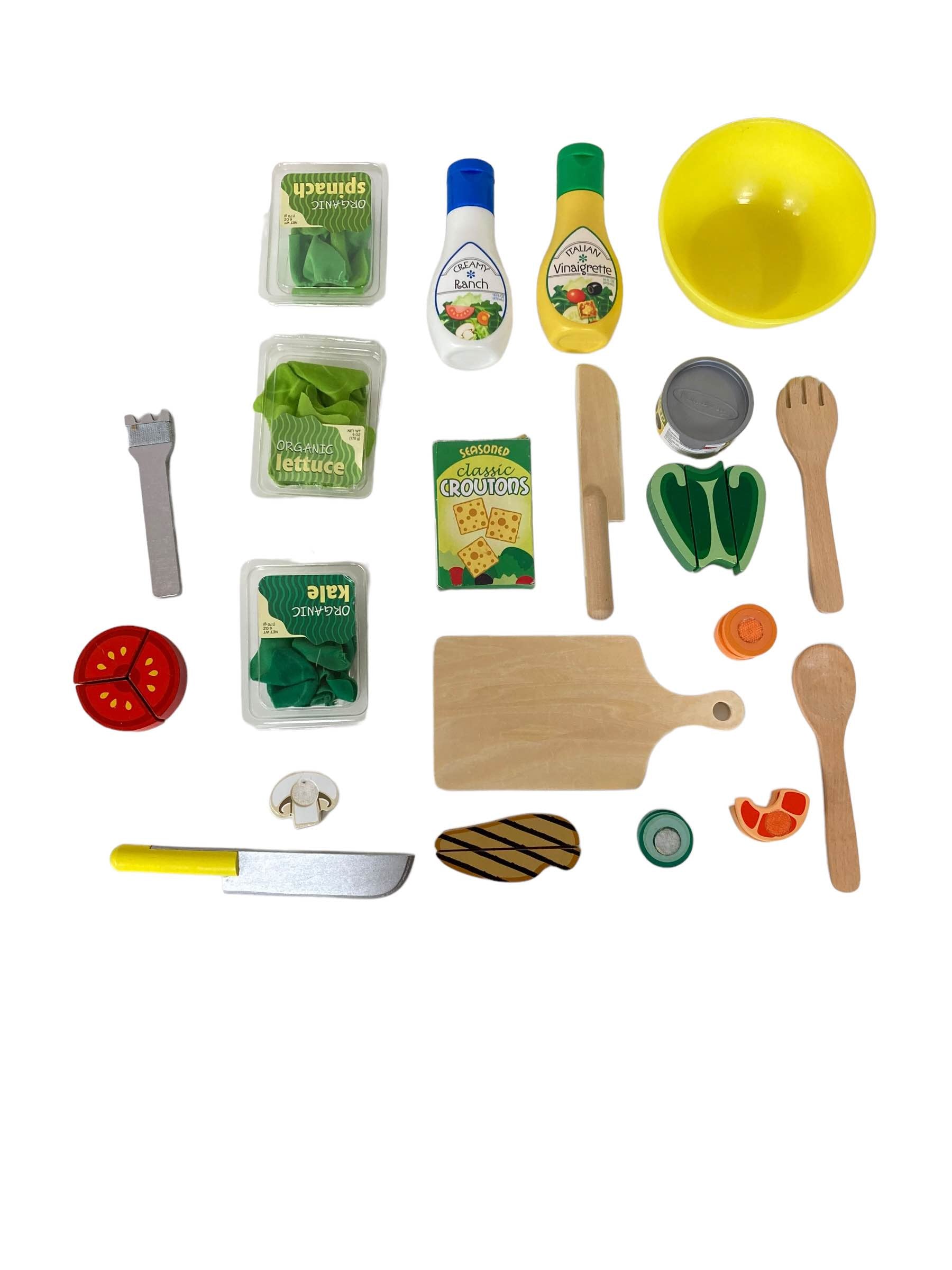 NEW Melissa Doug Slice Toss Salad Play Food Set with 52 Wooden and Felt  Pieces