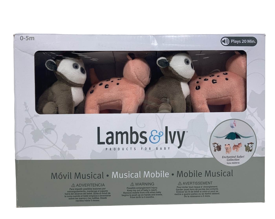 used Lambs & Ivy Musical Crib Mobile, Enchanted Safari