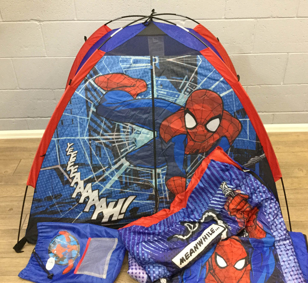 Marvel Ultimate Spider-man Kids Play Tent Set With Sleeping Bag