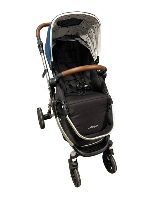 used Mockingbird Single Stroller, 2020, Sea, Watercolor Drops, Silver With Penny Leather