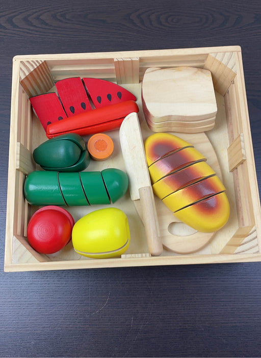 secondhand Melissa & Doug Cutting Food- Wooden Play Food