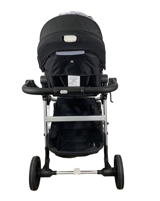 Mockingbird Single to Double Stroller, 2023, Silver with Black Leather, Windowpane, Black