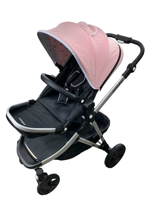 used Mockingbird Single to Double Stroller, 2022, Silver with Black Leather, Watercolor Drops, Bloom