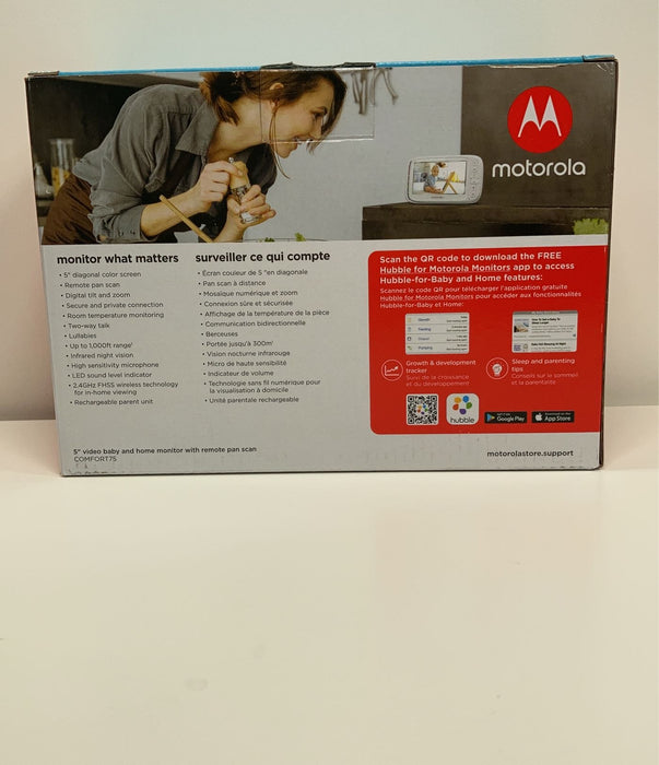 secondhand Motorola COMFORT75-2 5” Video Baby Monitor with 2 Cameras and Remote Pan Scan