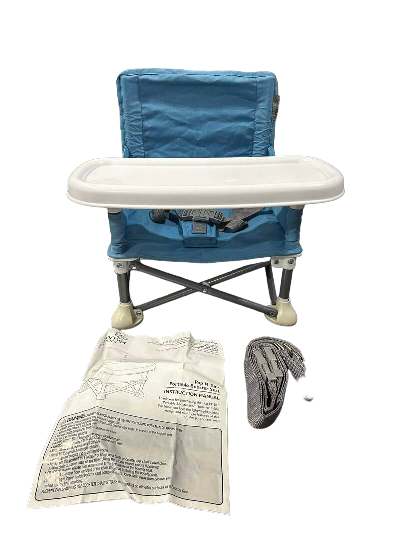 Summer Infant Pop 'n Sit Portable Booster, Original, Dusty Blue