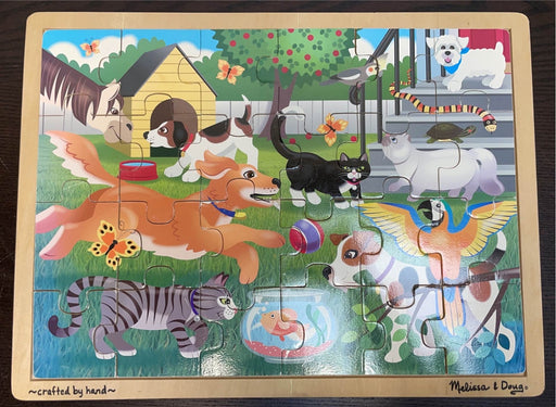 used Melissa & Doug 24-Piece Wooden Jigsaw Puzzle, -Pets at Play