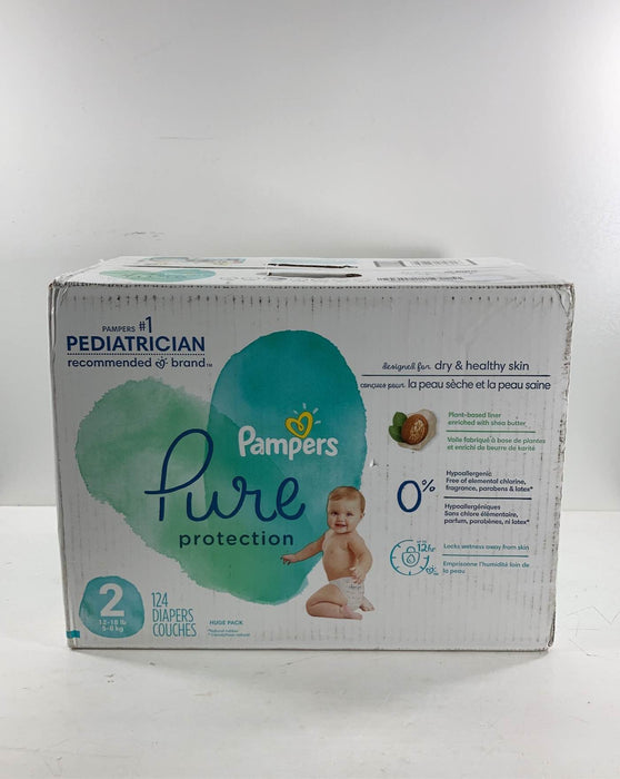 used Pampers Pure Protection Diapers Size 2, 124 Count