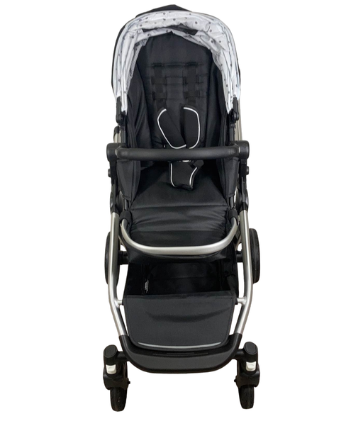 secondhand Mockingbird Single to Double Stroller, Silver with Black Leather, Watercolor Drops, Black , 2022