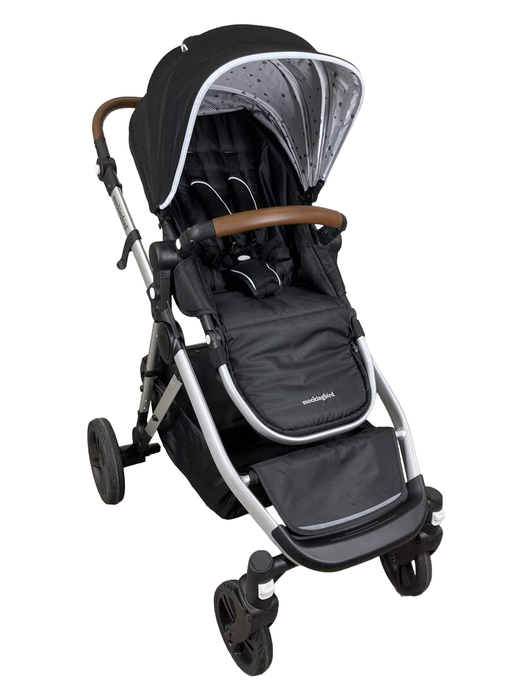 used Mockingbird Single to Double Stroller, 2022, Silver with Penny Leather, Watercolor Drops, Black