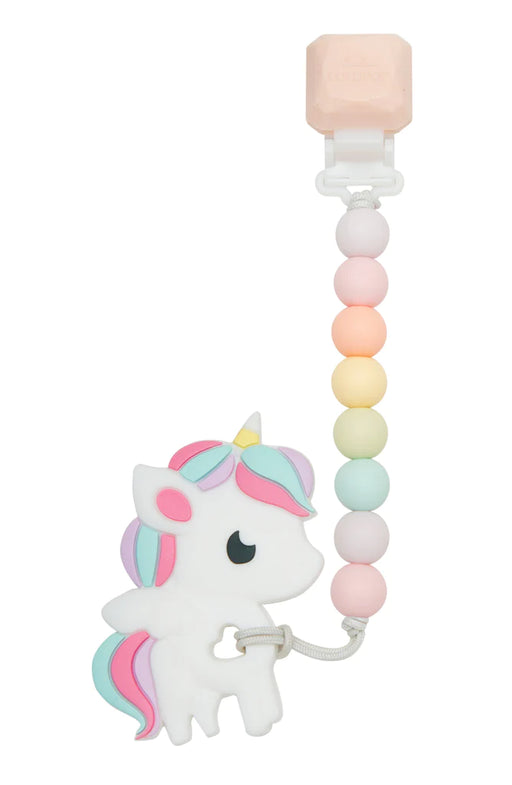 used LouLou Lollipop Silicone Teether Gem Set, Rainbow Unicorn