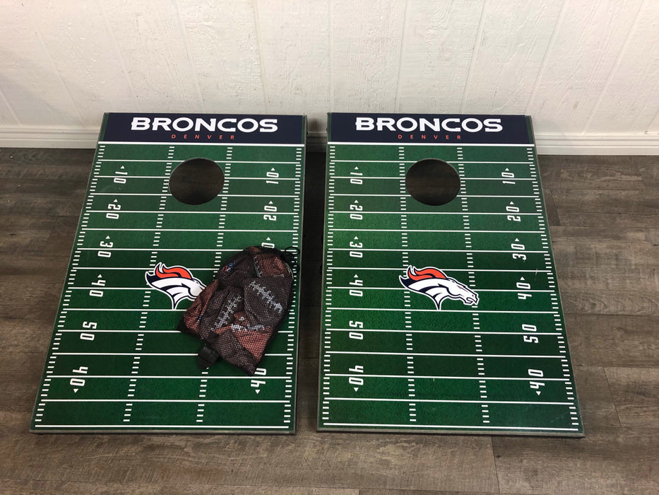 secondhand Wild Sports Cornhole Boards With Beanbags, Broncos Football