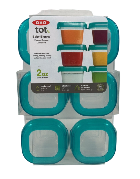 used OXO Tot 2 oz. Baby Blocks Freezer Storage, Teal