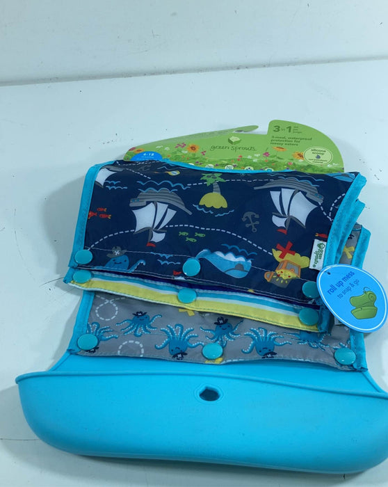 used Green Sprouts Snap & Go Wipe Off Bibs 3 Pack
