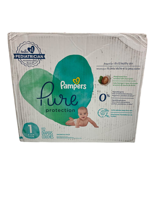 used Pampers Pure Protection Diapers Size 1, 132 Count