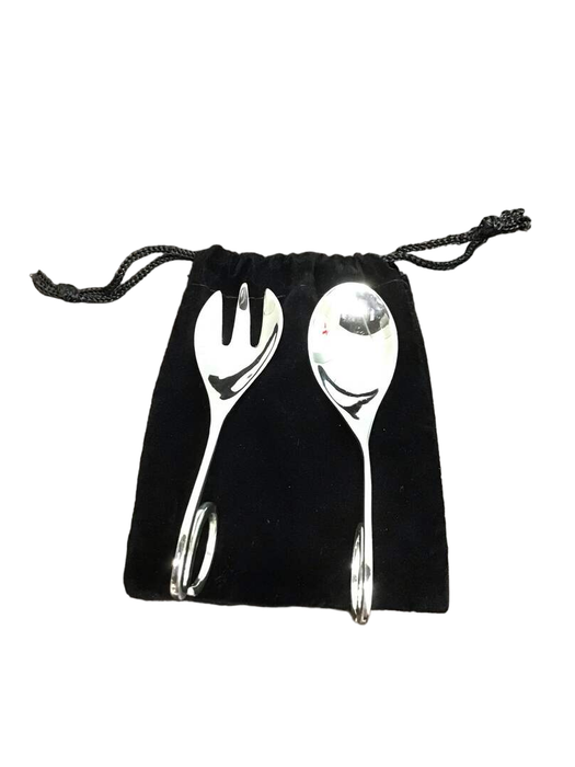 used Miza Sterling Silver Curved Baby Spoon And Fork Set