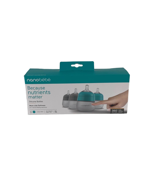 Shop Nanobébé Flexy Silicone Baby Bottles, 5oz, 4-Pack, Teal-Grey at GoodBuy Gear