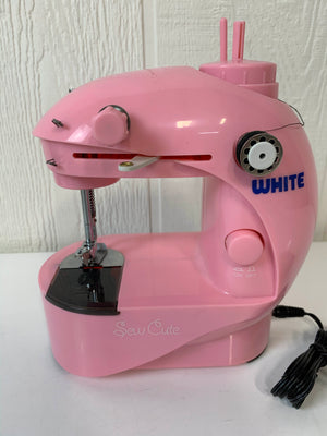 White Sew Cute Sewing Machine Pink Model SC-20W with Catalog By