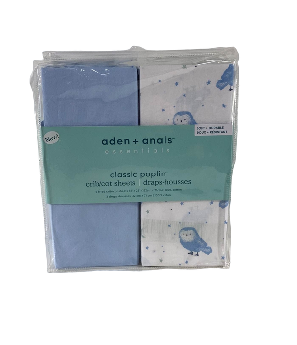 used Aden + Anais Essentials Classic Poplin Crib Sheets, 2 Pack