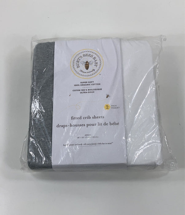 Shop Burt's Bees Baby Organic Cotton Jersey Fitted Crib Sheet, 2 Pack, Grey/White at GoodBuy Gear