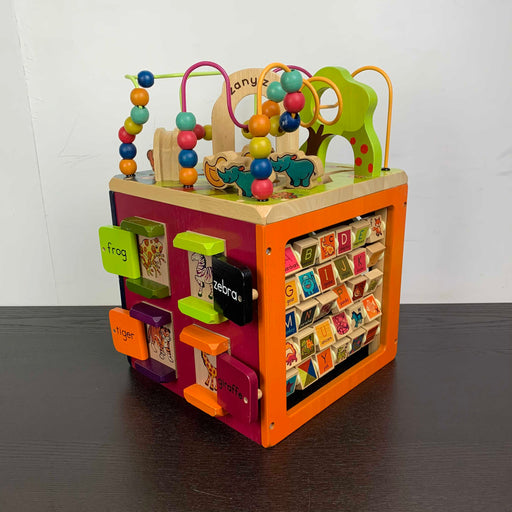 used B. Toys Zany Zoo Wooden Activity Cube