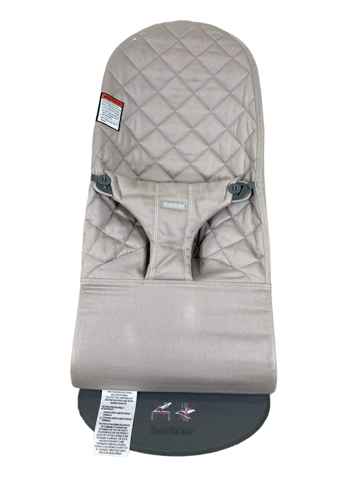 used BabyBjorn Bouncer Bliss, Sand Gray Cotton Classic Quilt, Dark Gray Frame