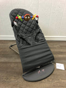 used Baby Bjorn Bouncer Bliss, Charcoal Gray  3D Jersey, With toy bar