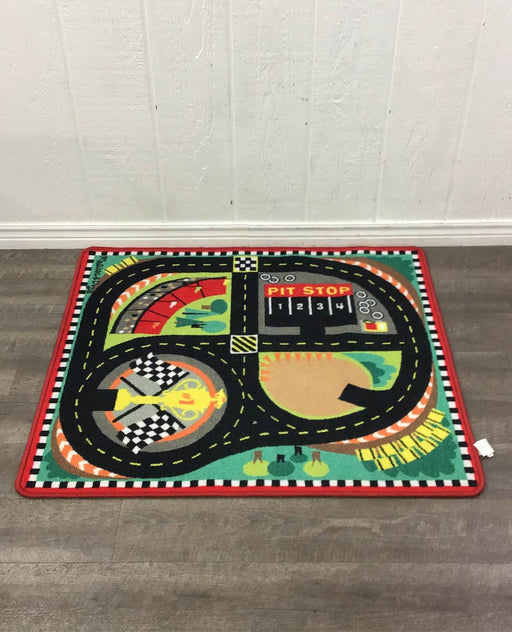 secondhand Melissa & Doug Round The Speedway Race Track Rug