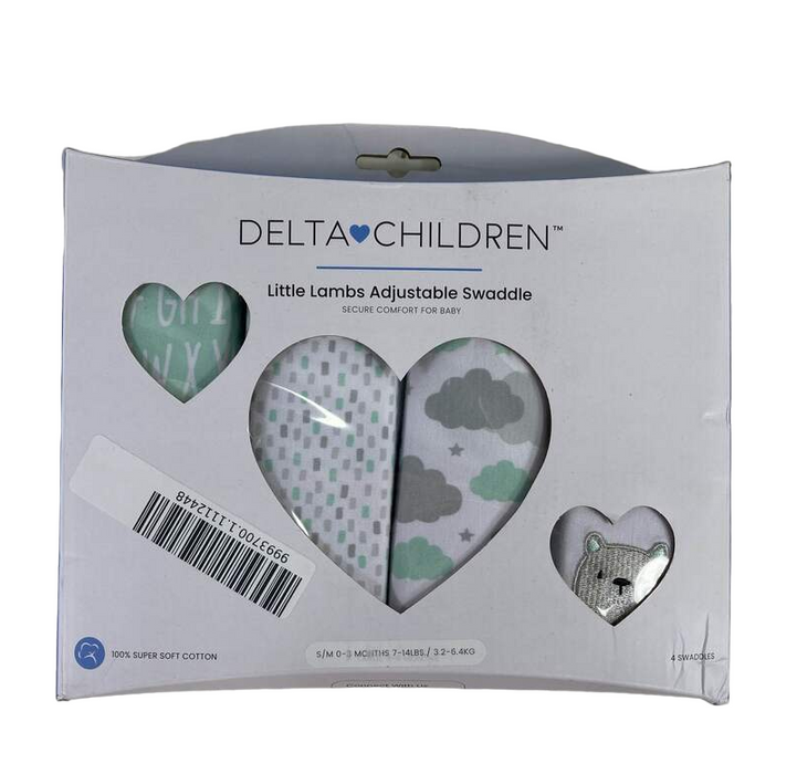 used Delta Children Little Lambs Adjustable Swaddle, 4pack