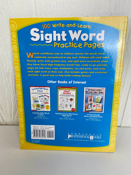 secondhand Scholastic Books Sight Word Practice Pages