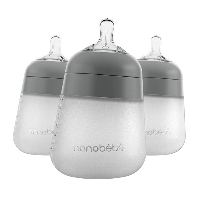Shop Nanobébé Flexy Silicone Baby Bottles, 9oz, 2-Pack, Grey at GoodBuy Gear