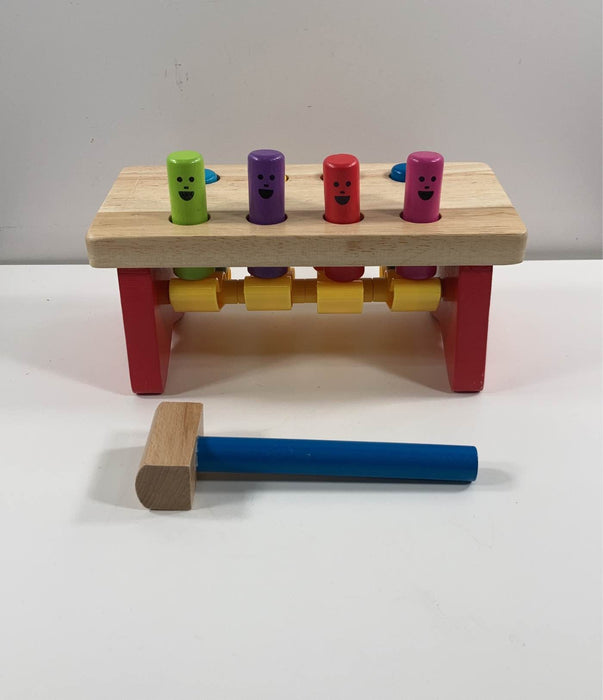 used Melissa & Doug Deluxe Pounding Bench Wooden Toy With Mallet